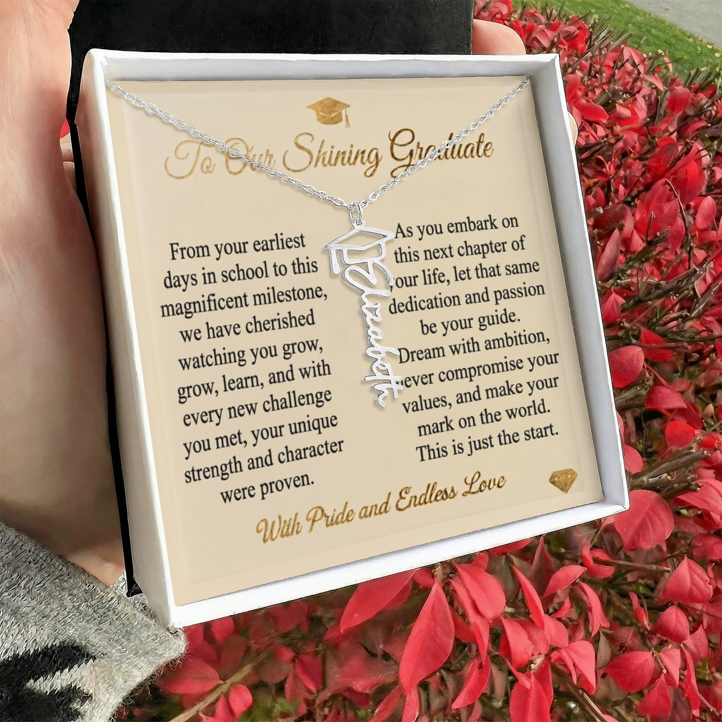 Personalized Graduation Name Necklace | To Our Shining Graduate