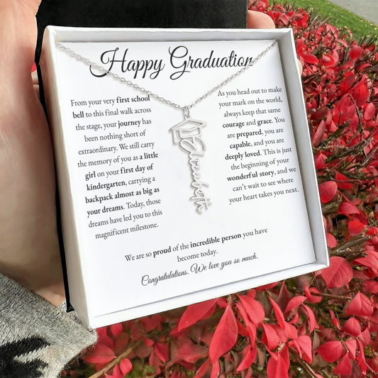 Personalized Graduation Gift for Daughter - Graduation Name Necklace with Message Card