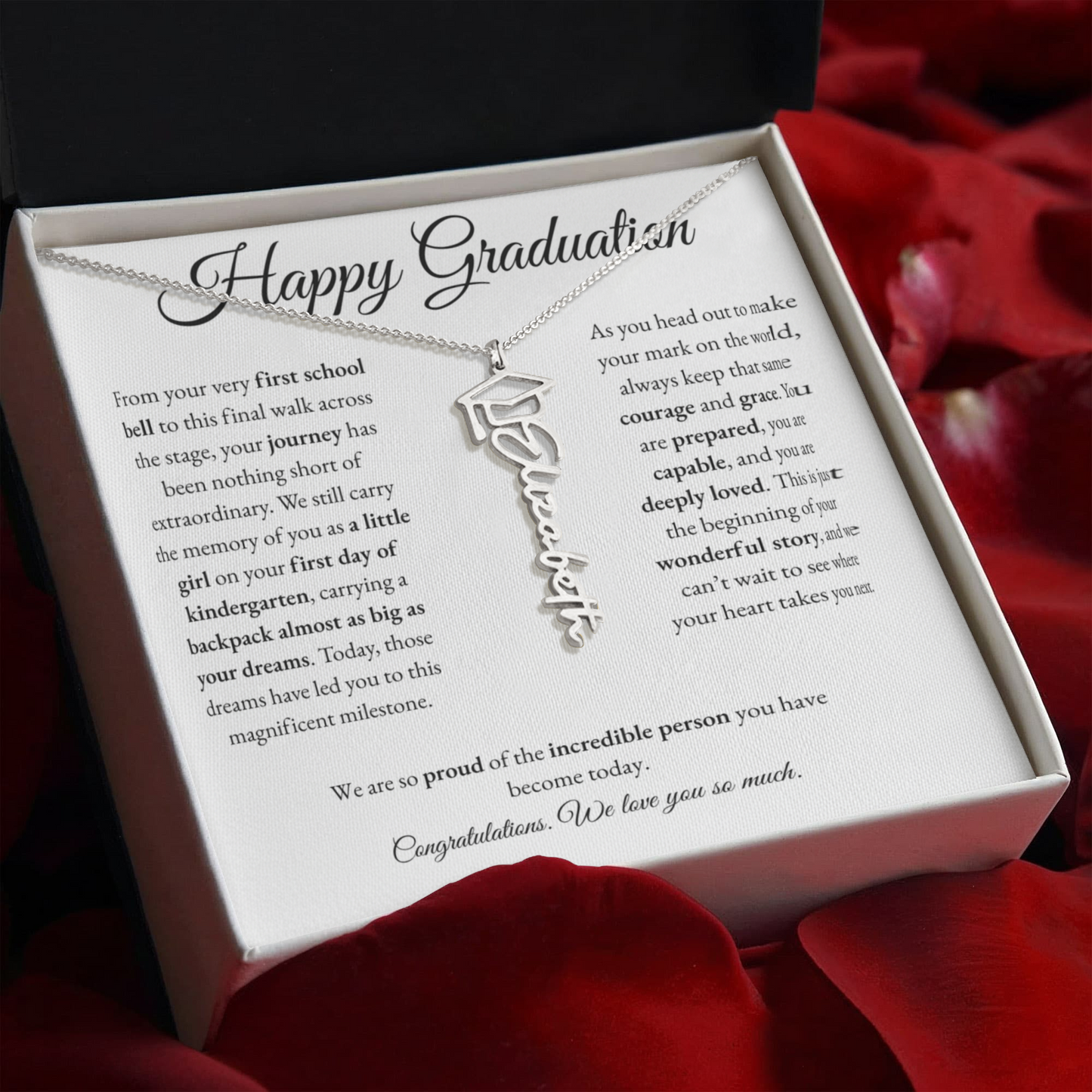 Personalized Graduation Gift for Daughter - Graduation Name Necklace with Message Card
