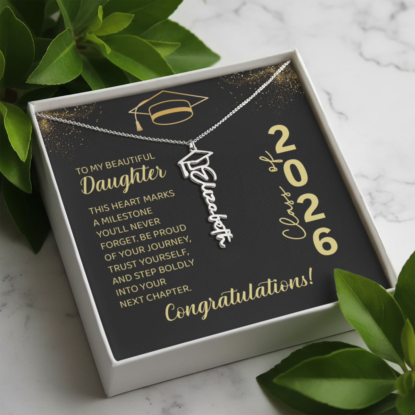 Class of 2026 Personalized Graduation Name Necklace with Gift Box