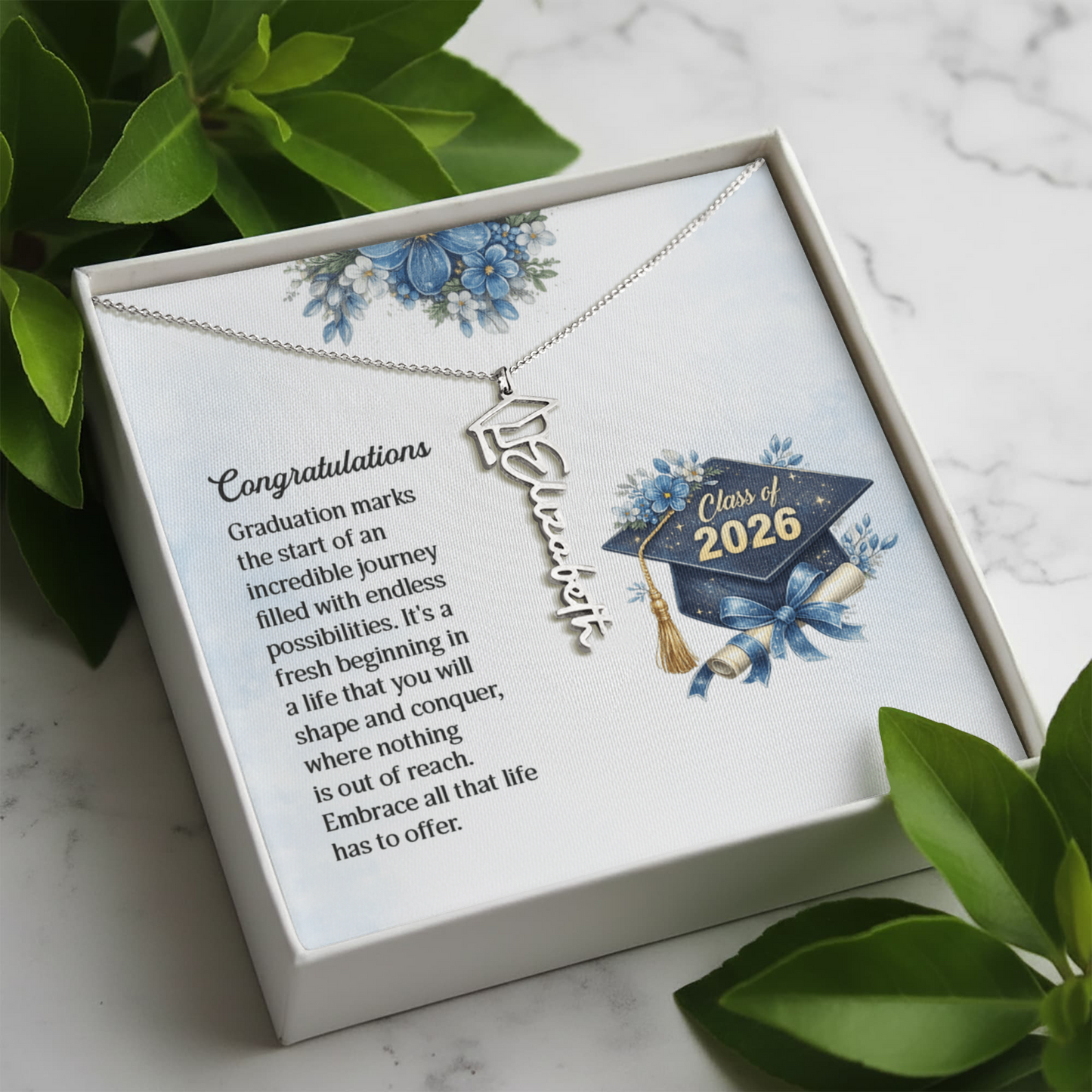 Custom  Graduation Cap Name Necklace