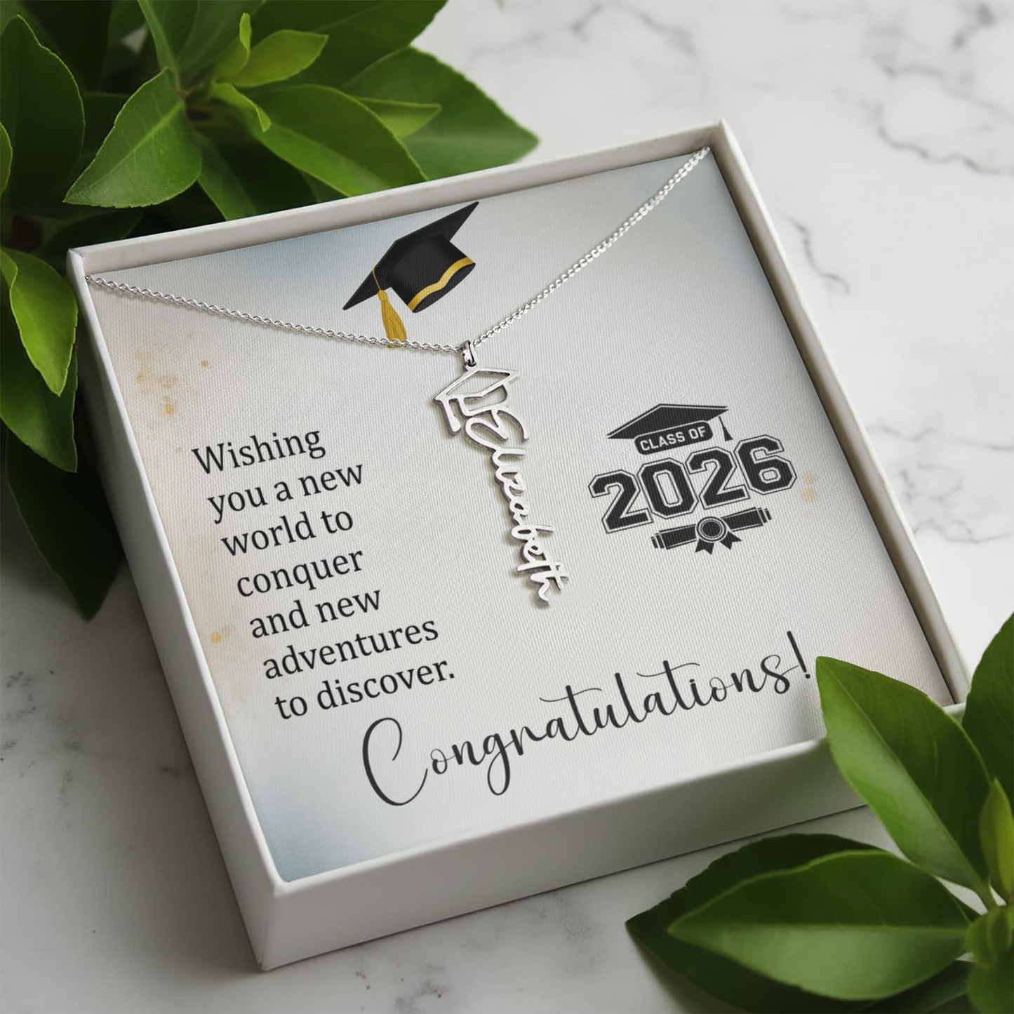 Daughter’s 2026 Graduation Gift - Graduation Cap Name Necklace