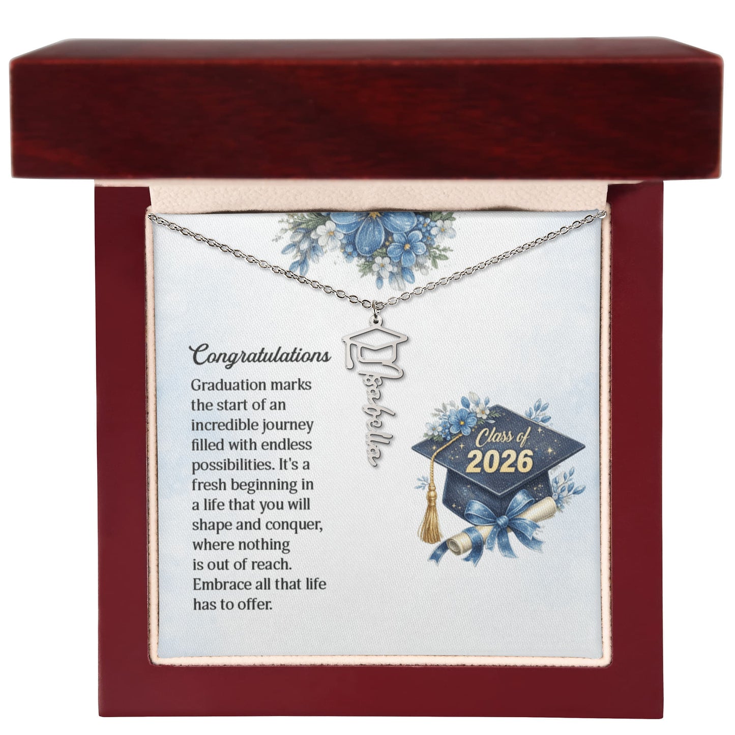 Custom  Graduation Cap Name Necklace