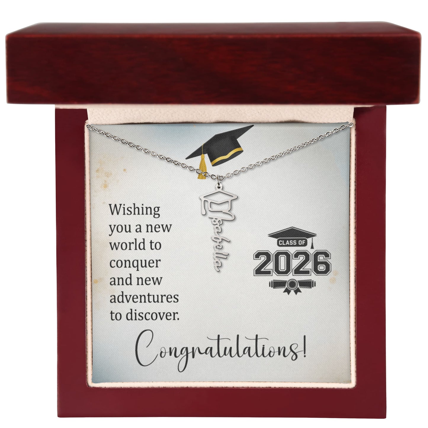 Daughter’s 2026 Graduation Gift - Graduation Cap Name Necklace