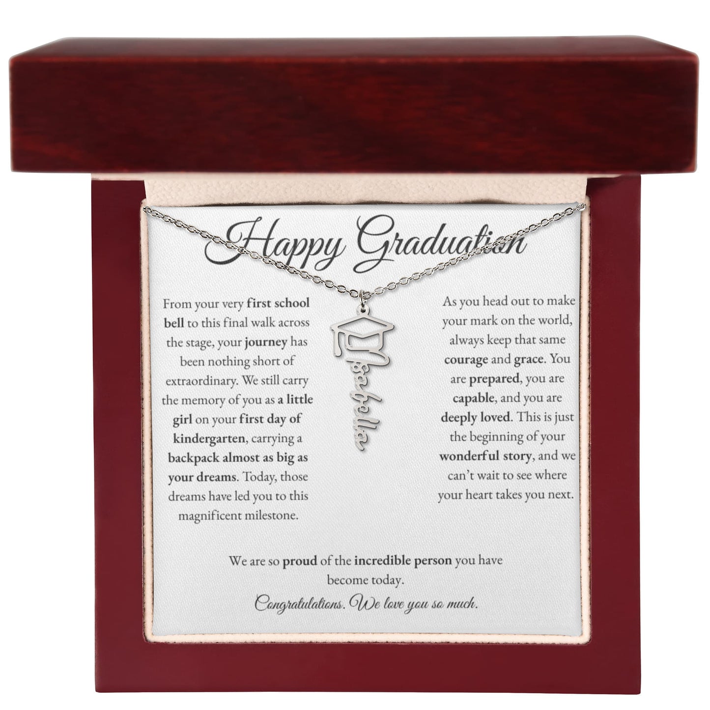 Personalized Graduation Gift for Daughter - Graduation Name Necklace with Message Card