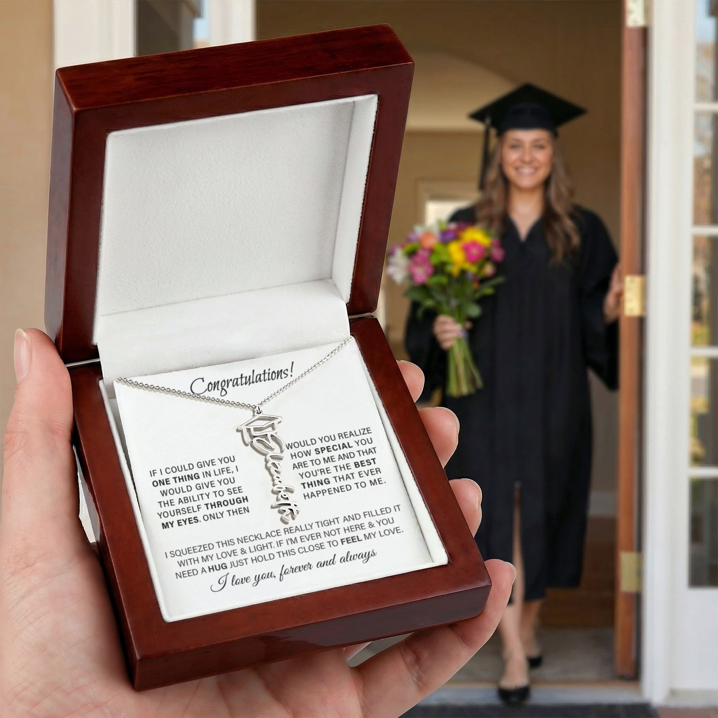 Graduation Cap Name Necklace