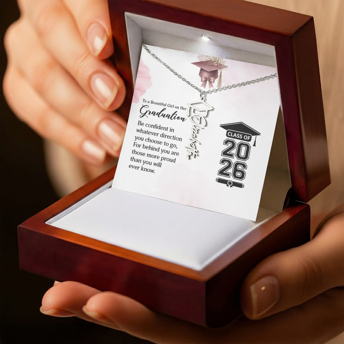 To My Beautiful Girl on Her Graduation - Gift For Daughter - Graduation Name Necklace