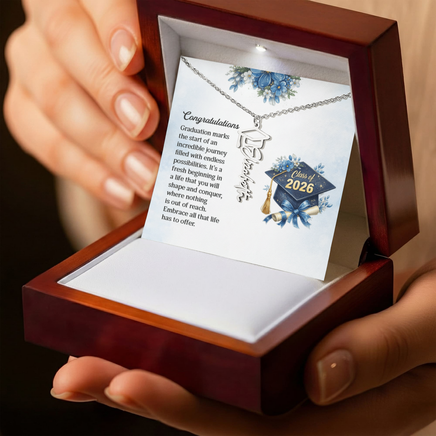 Custom  Graduation Cap Name Necklace