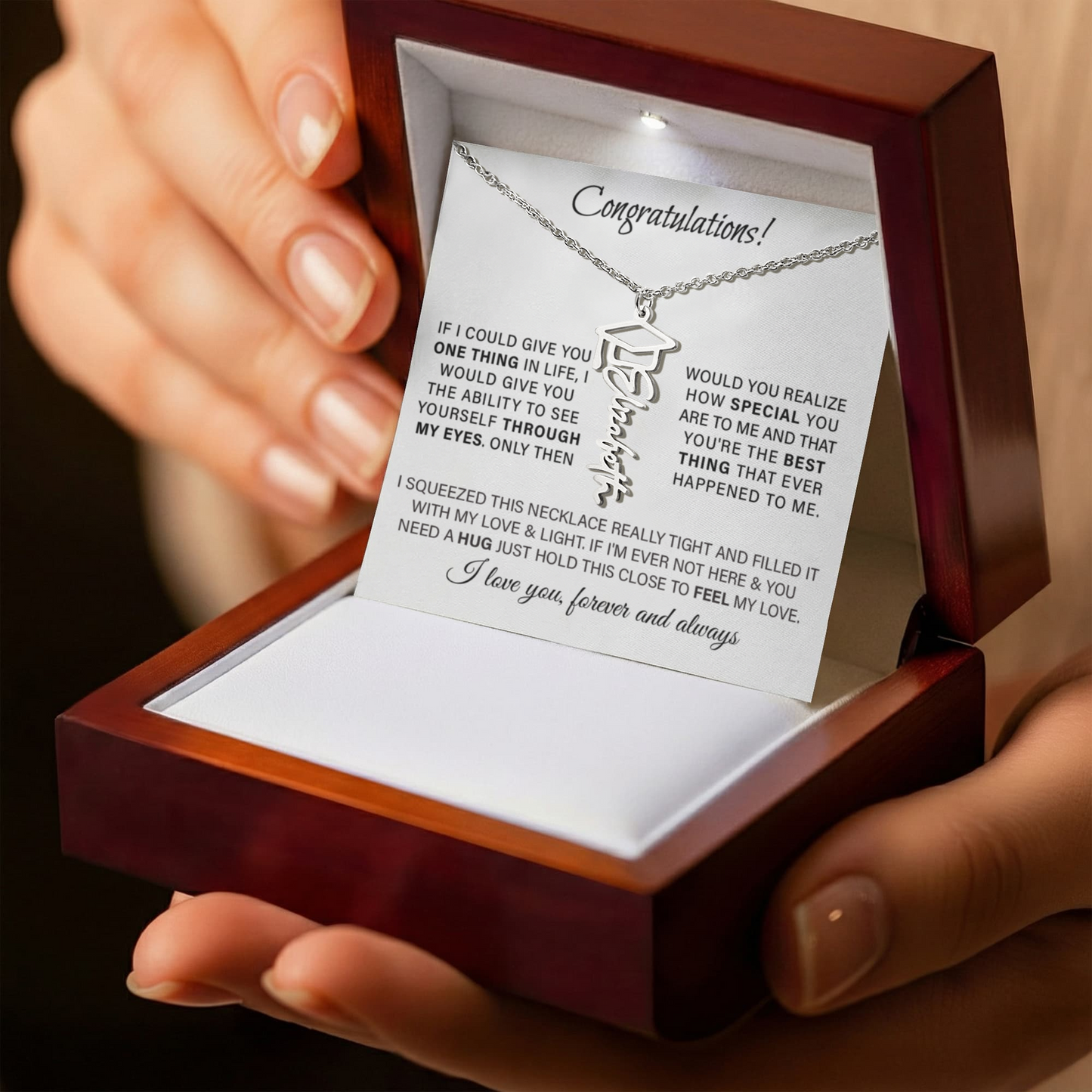 Graduation Cap Name Necklace