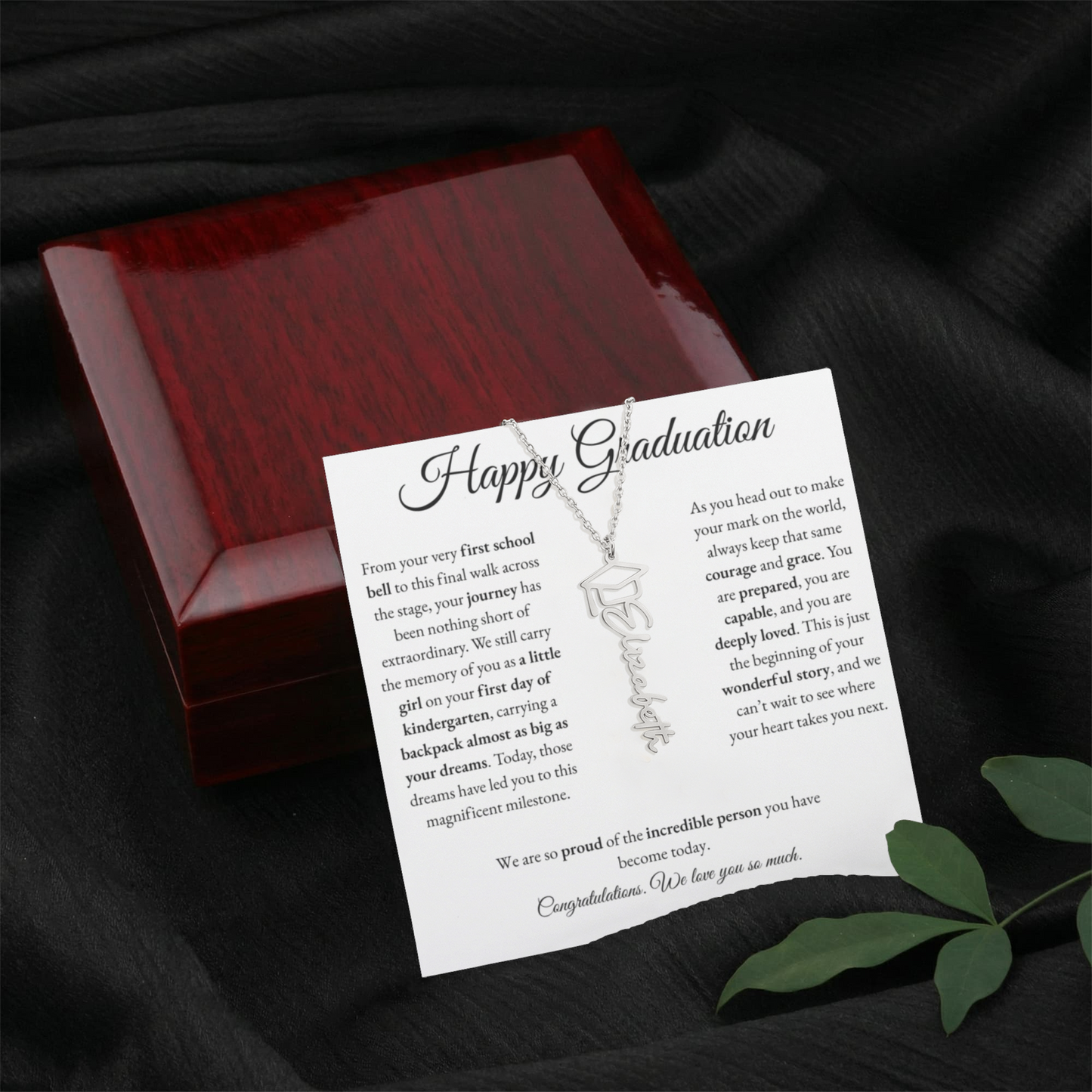 Personalized Graduation Gift for Daughter - Graduation Name Necklace with Message Card