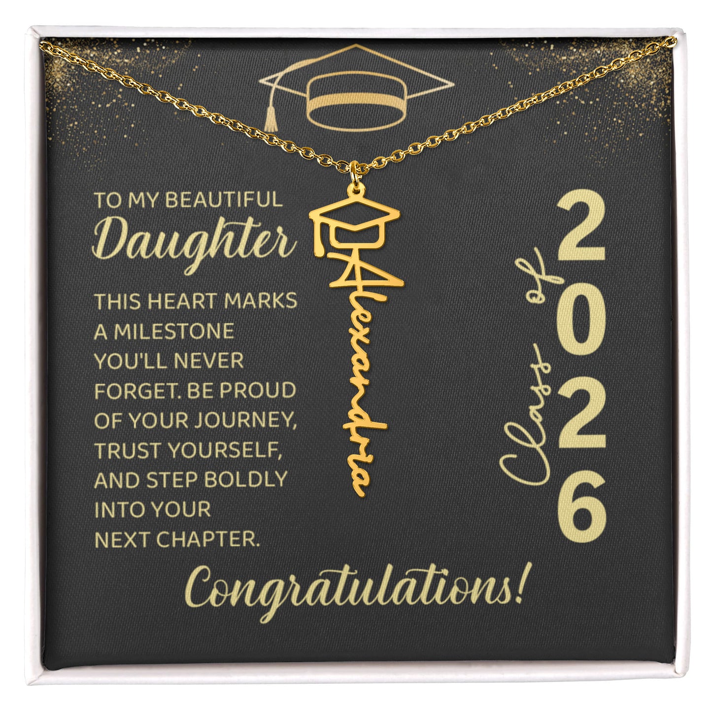 Class of 2026 Personalized Graduation Name Necklace with Gift Box