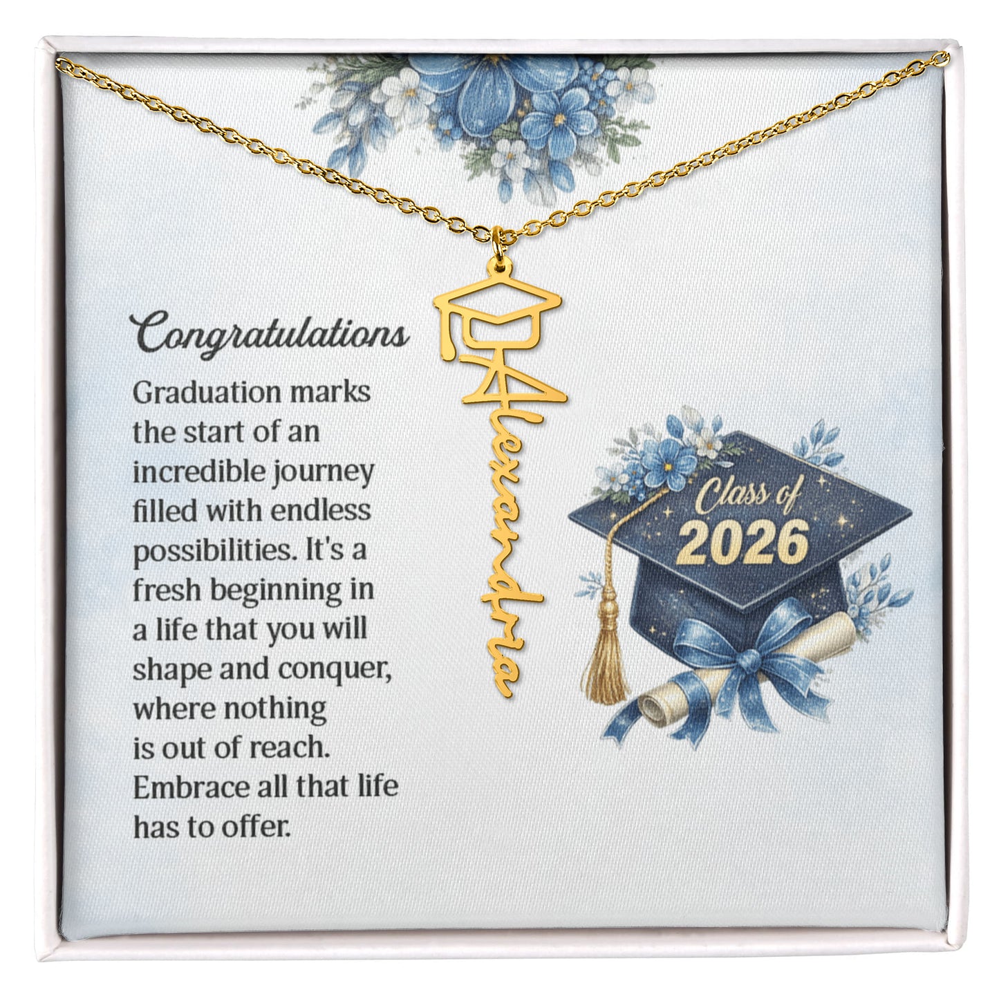 Custom  Graduation Cap Name Necklace