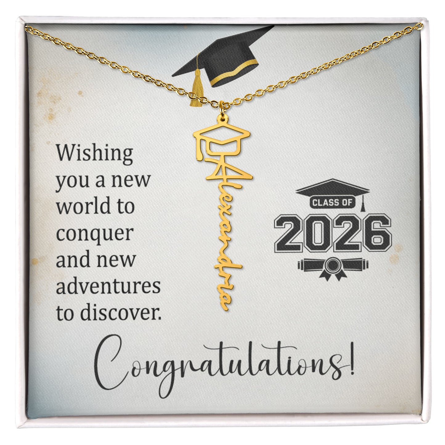 Daughter’s 2026 Graduation Gift - Graduation Cap Name Necklace