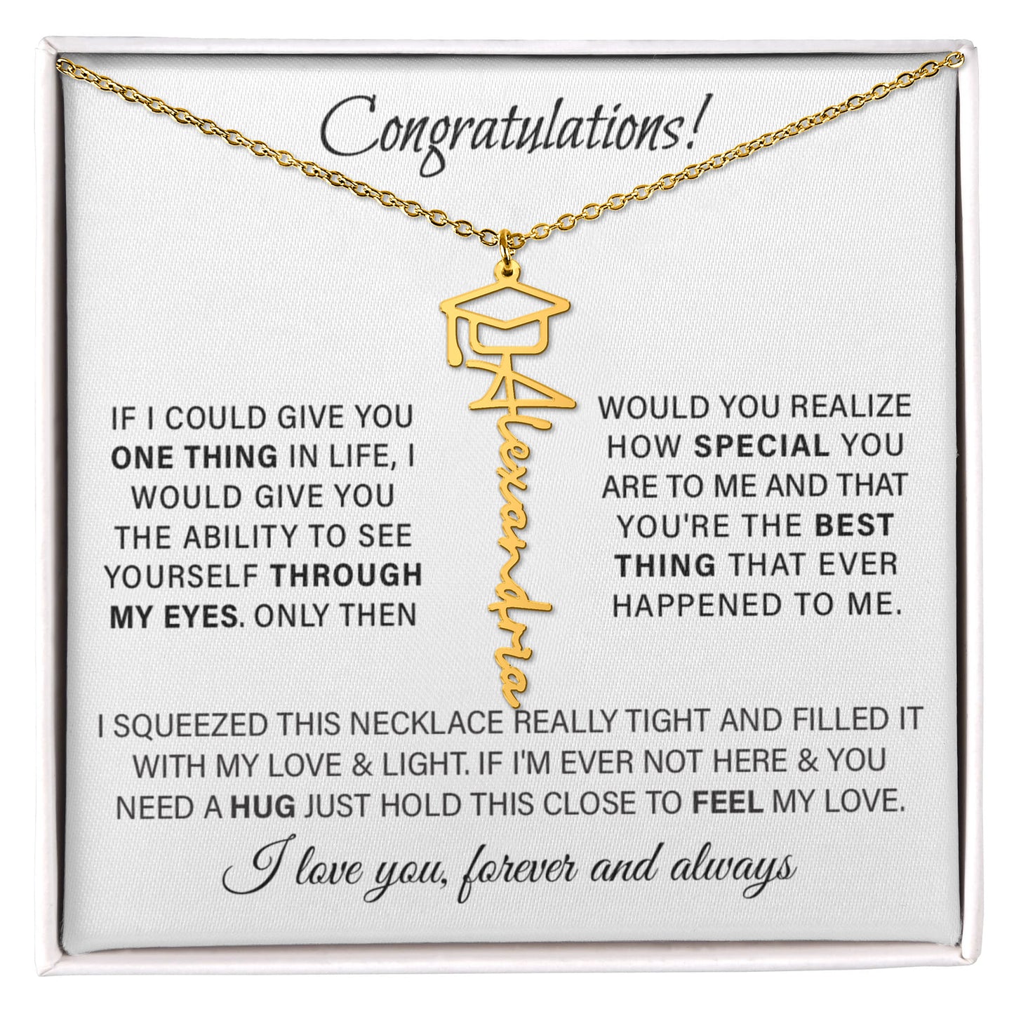 Graduation Cap Name Necklace