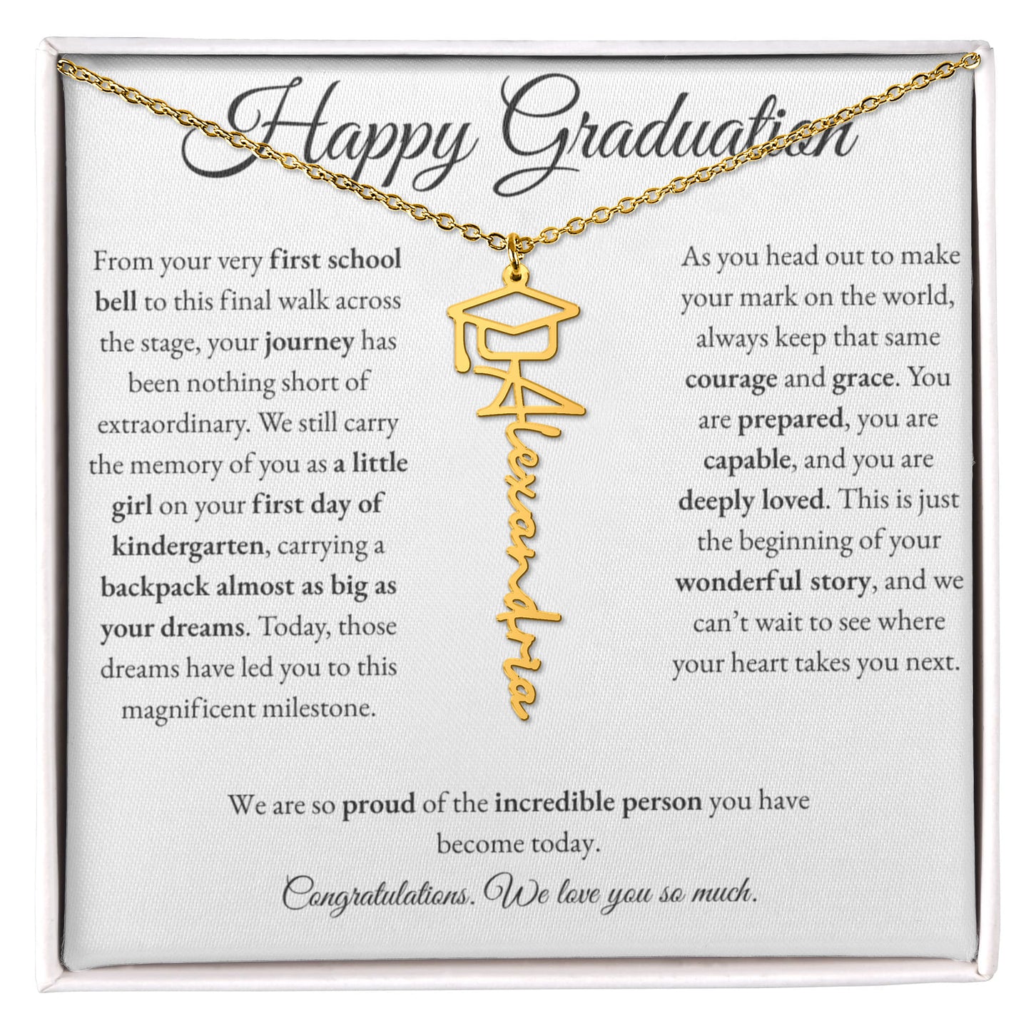 Personalized Graduation Gift for Daughter - Graduation Name Necklace with Message Card