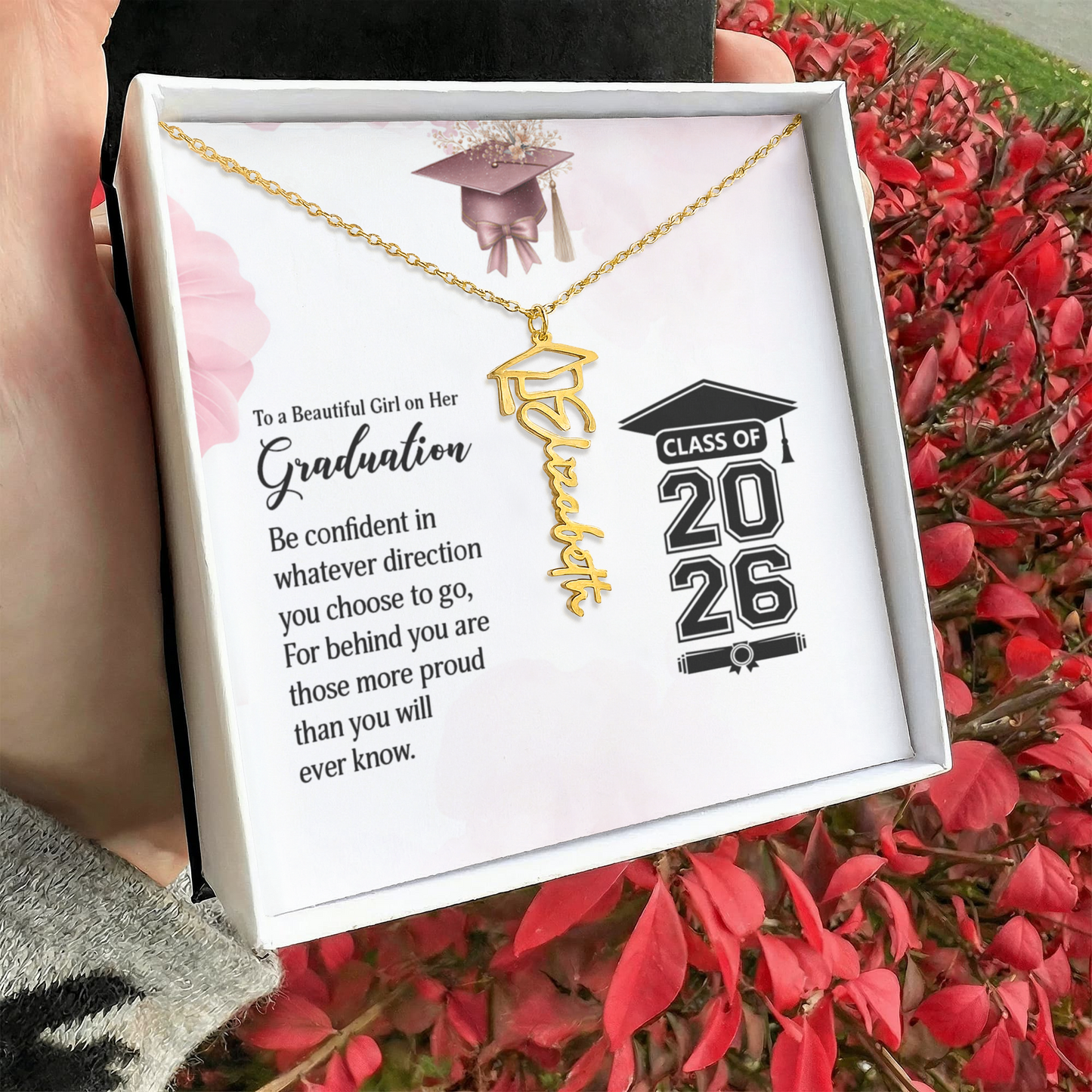 To My Beautiful Girl on Her Graduation - Gift For Daughter - Graduation Name Necklace