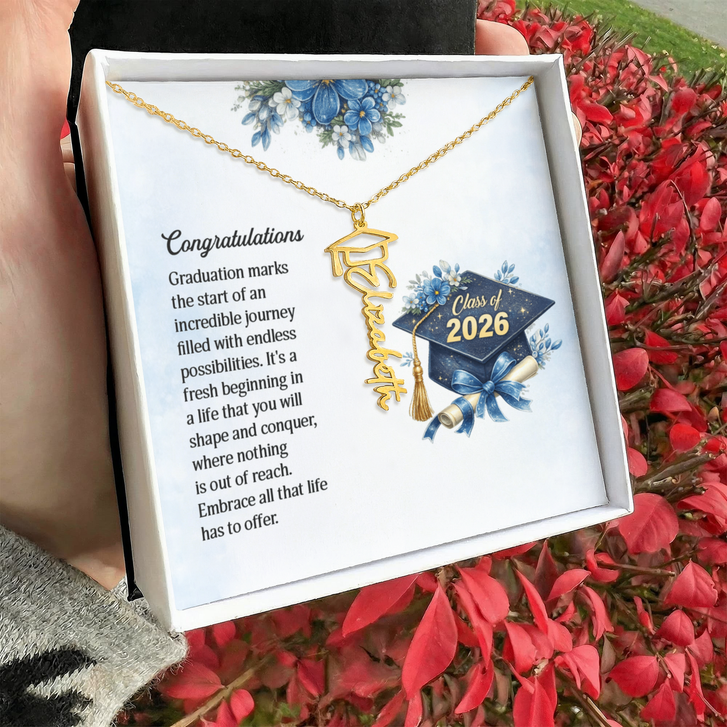 Custom  Graduation Cap Name Necklace