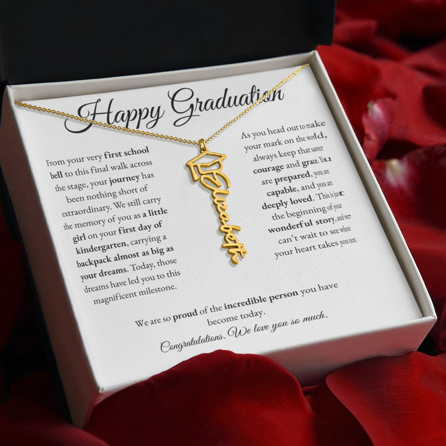 Personalized Graduation Gift for Daughter - Graduation Name Necklace with Message Card