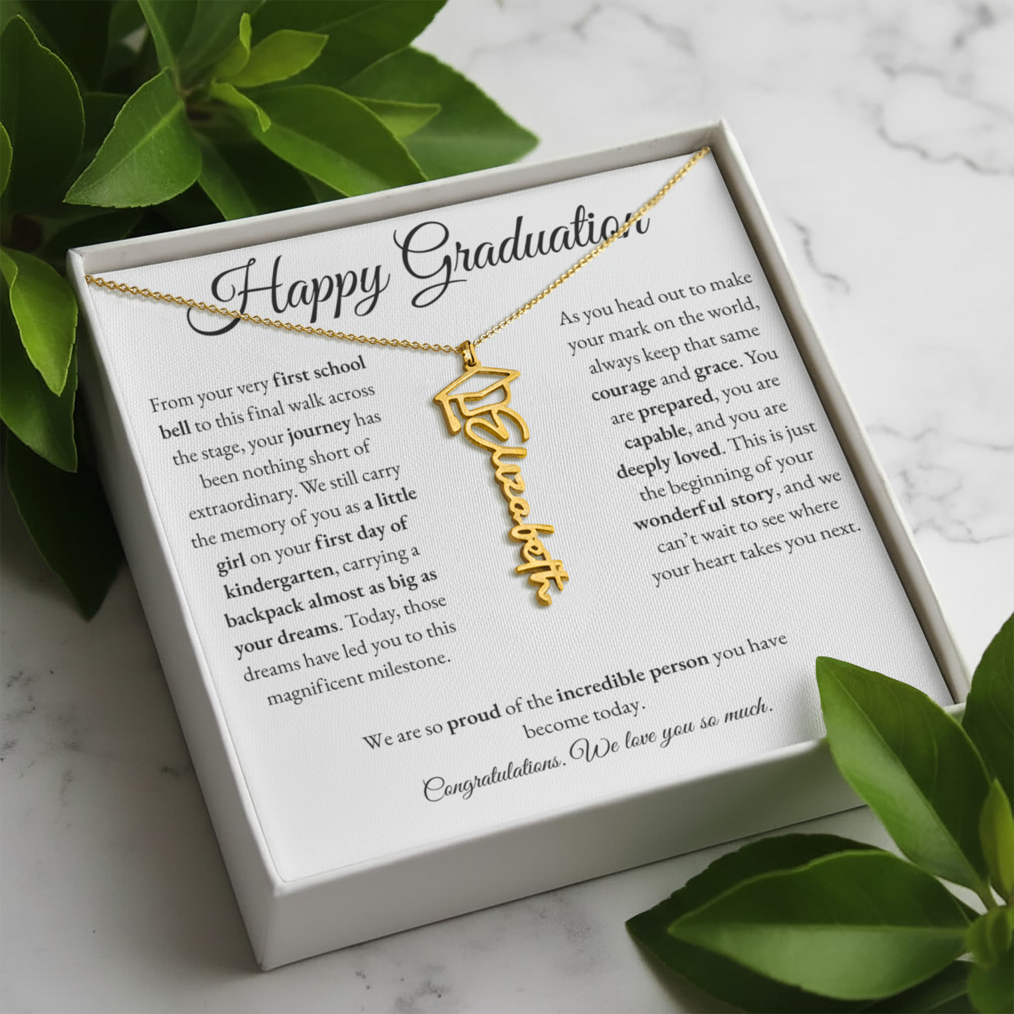 Personalized Graduation Gift for Daughter - Graduation Name Necklace with Message Card