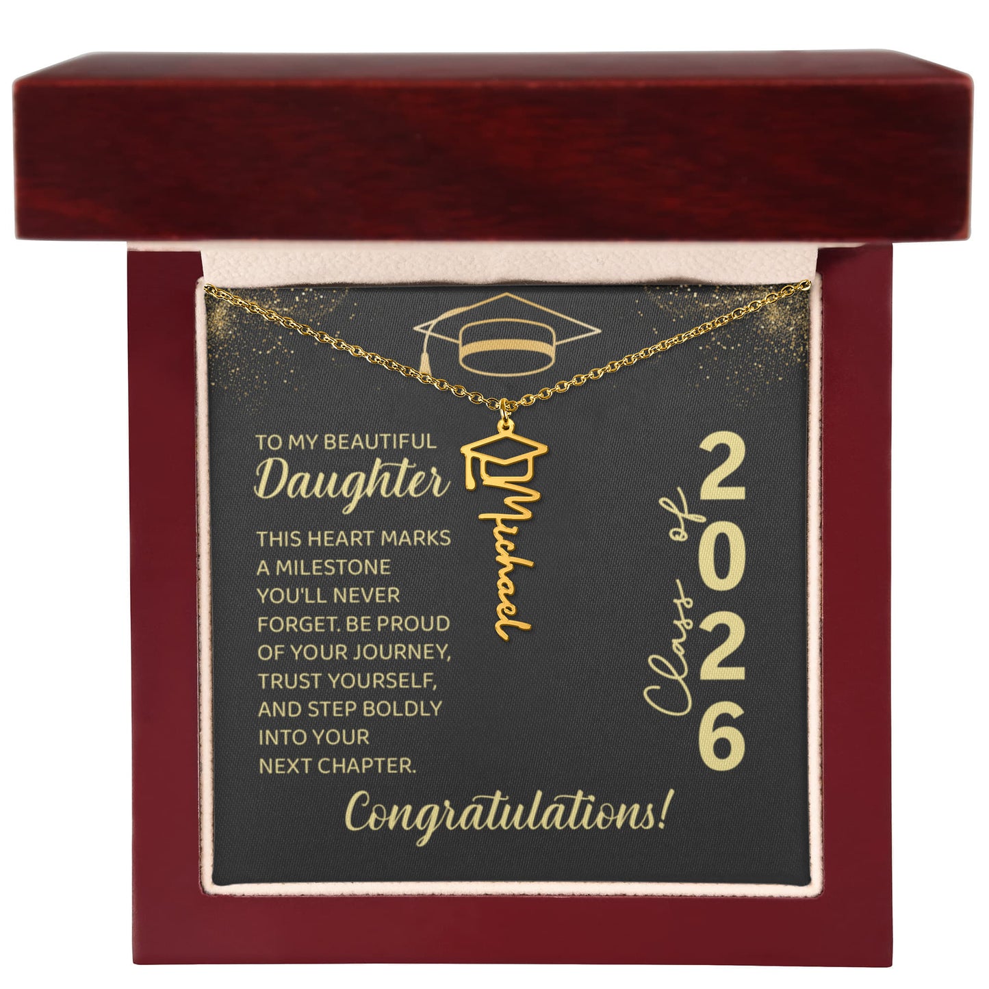 Class of 2026 Personalized Graduation Name Necklace with Gift Box