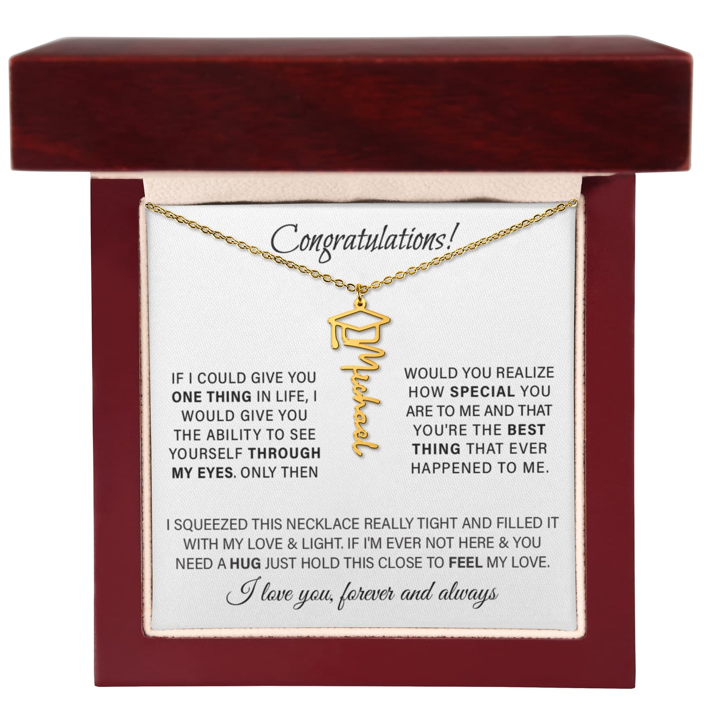 Graduation Cap Name Necklace