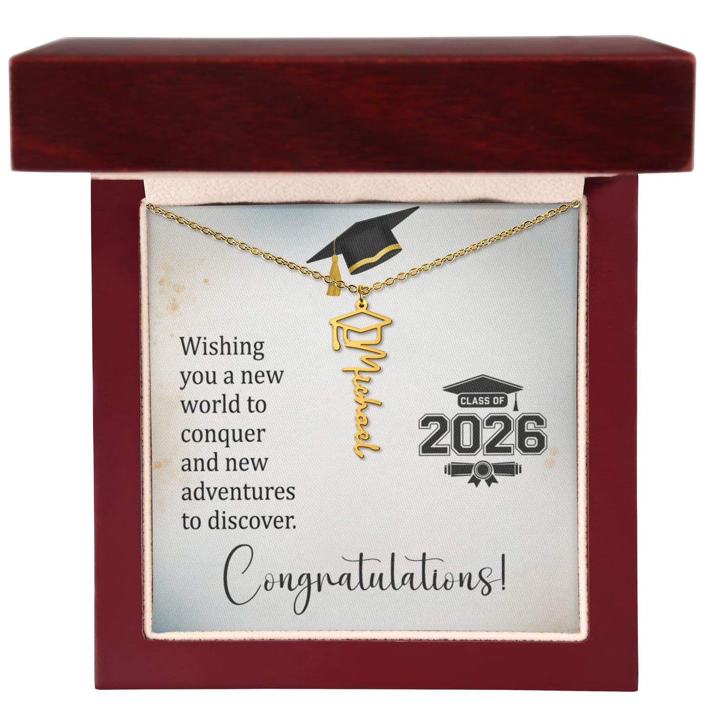 Daughter’s 2026 Graduation Gift - Graduation Cap Name Necklace