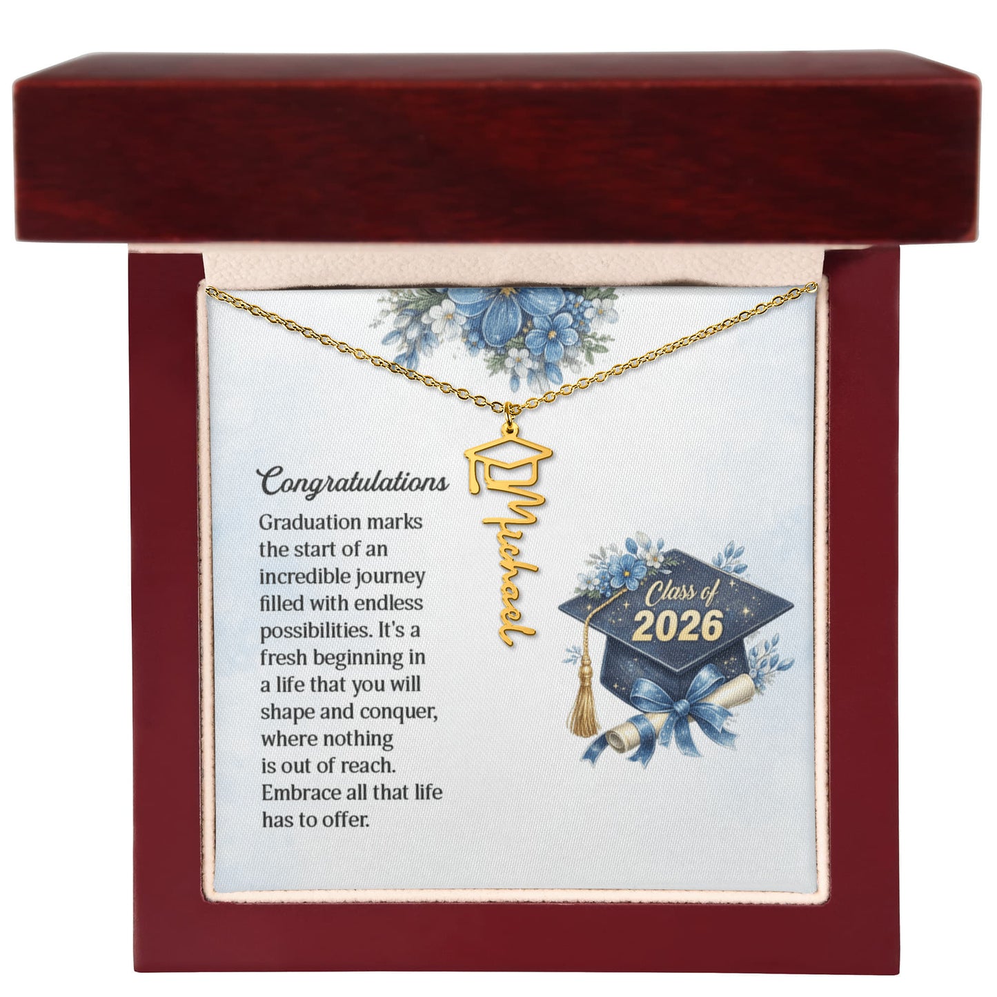 Custom  Graduation Cap Name Necklace