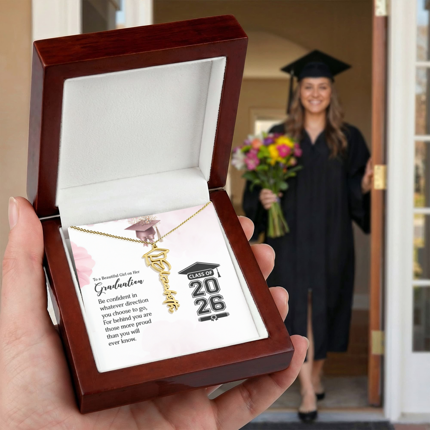 To My Beautiful Girl on Her Graduation - Gift For Daughter - Graduation Name Necklace