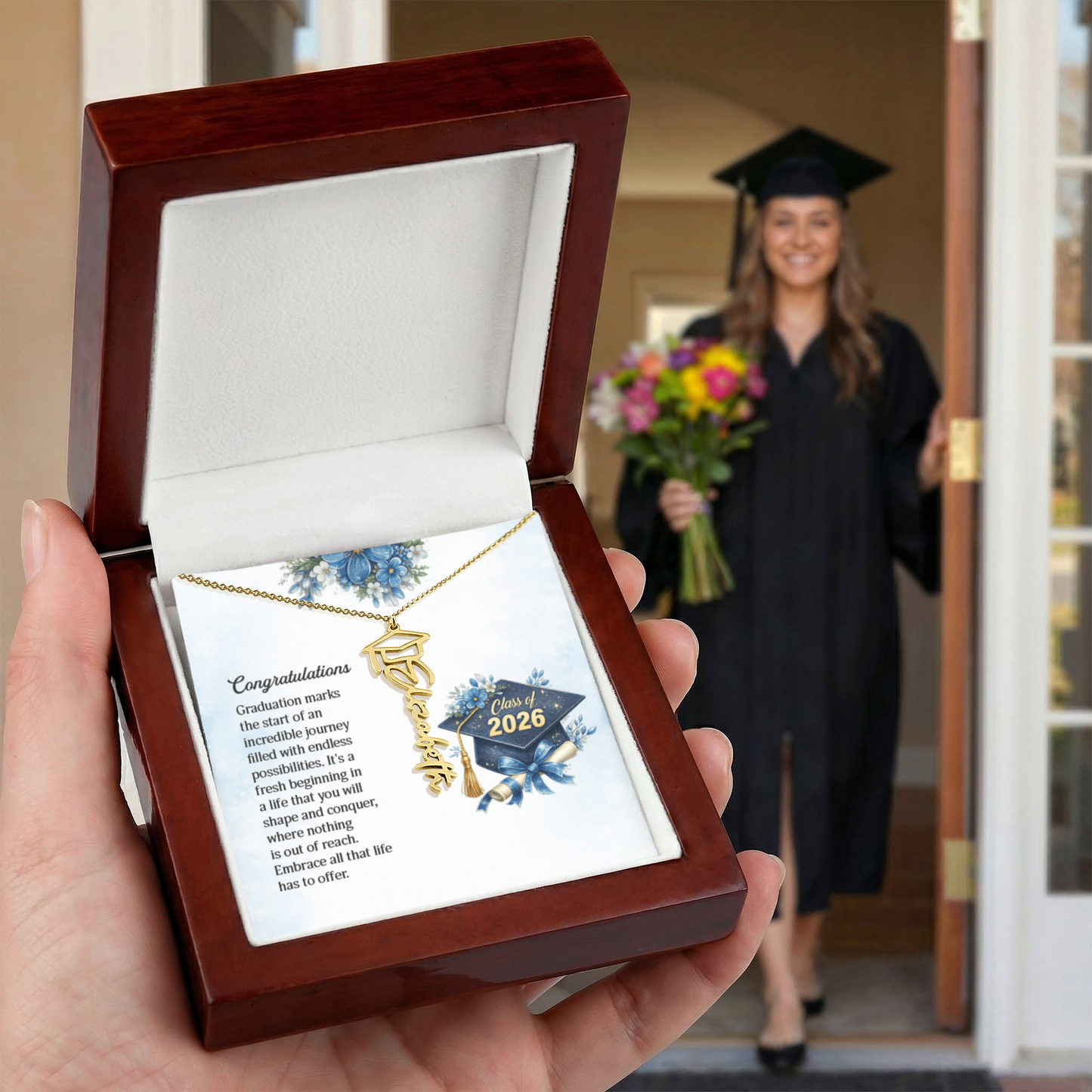 Custom  Graduation Cap Name Necklace