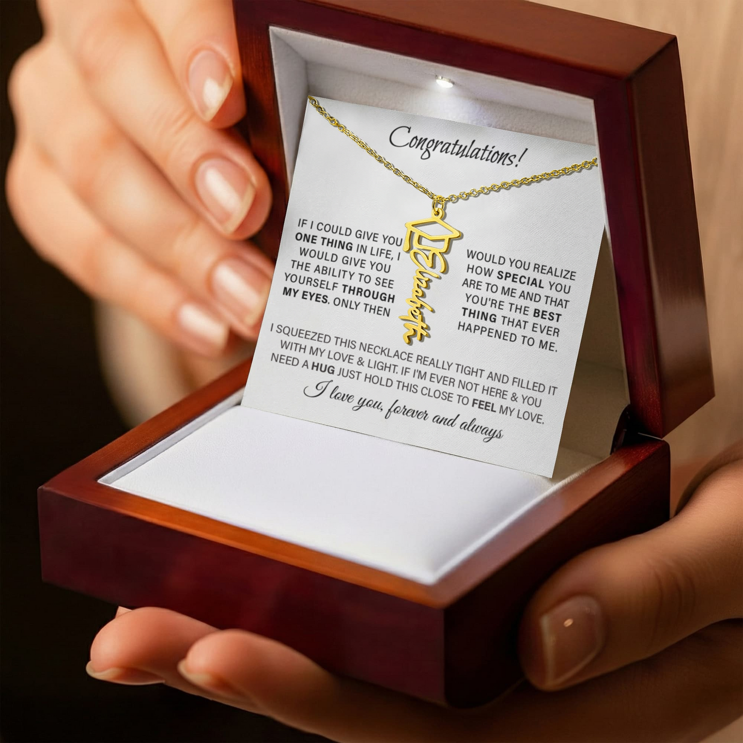 Graduation Cap Name Necklace