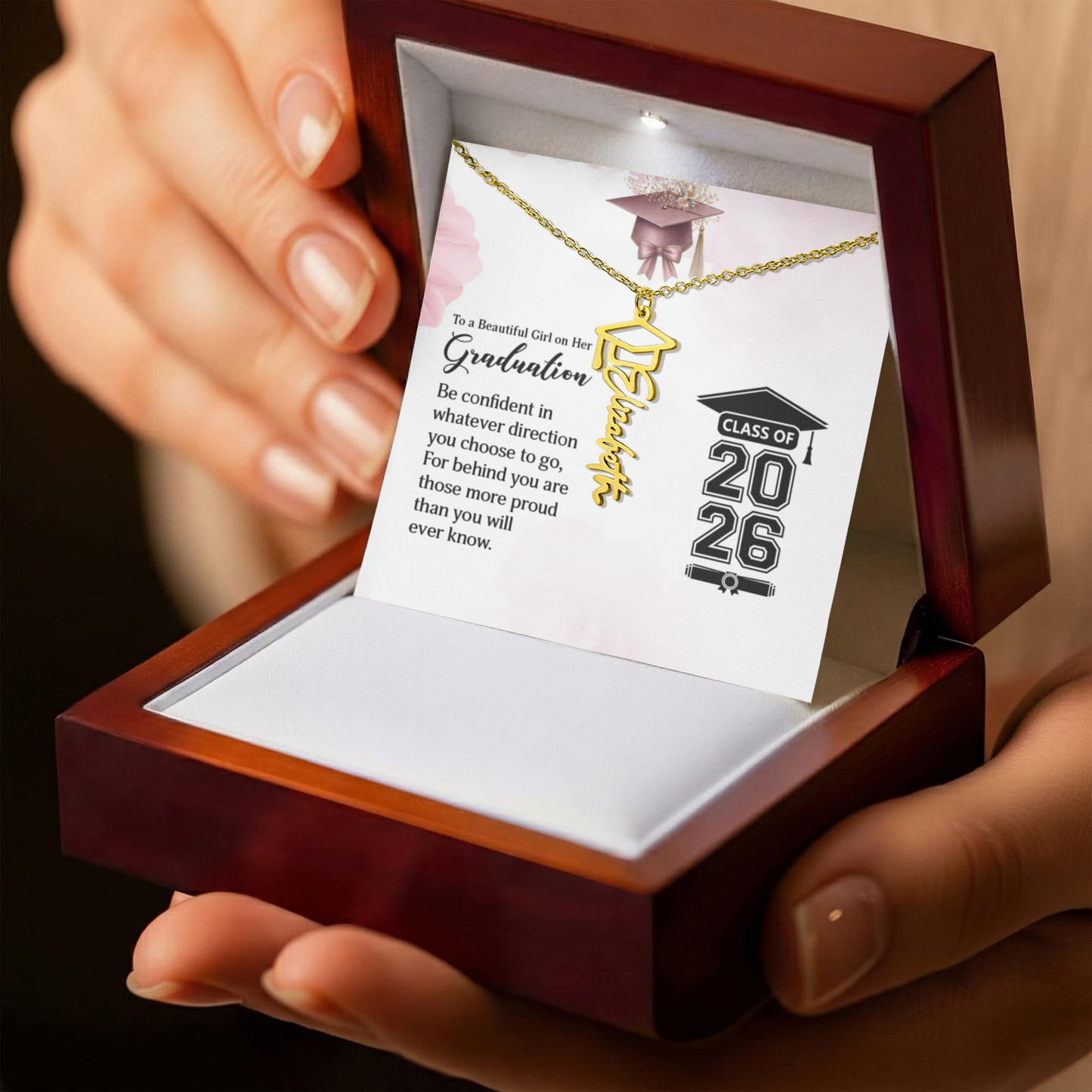 To My Beautiful Girl on Her Graduation - Gift For Daughter - Graduation Name Necklace
