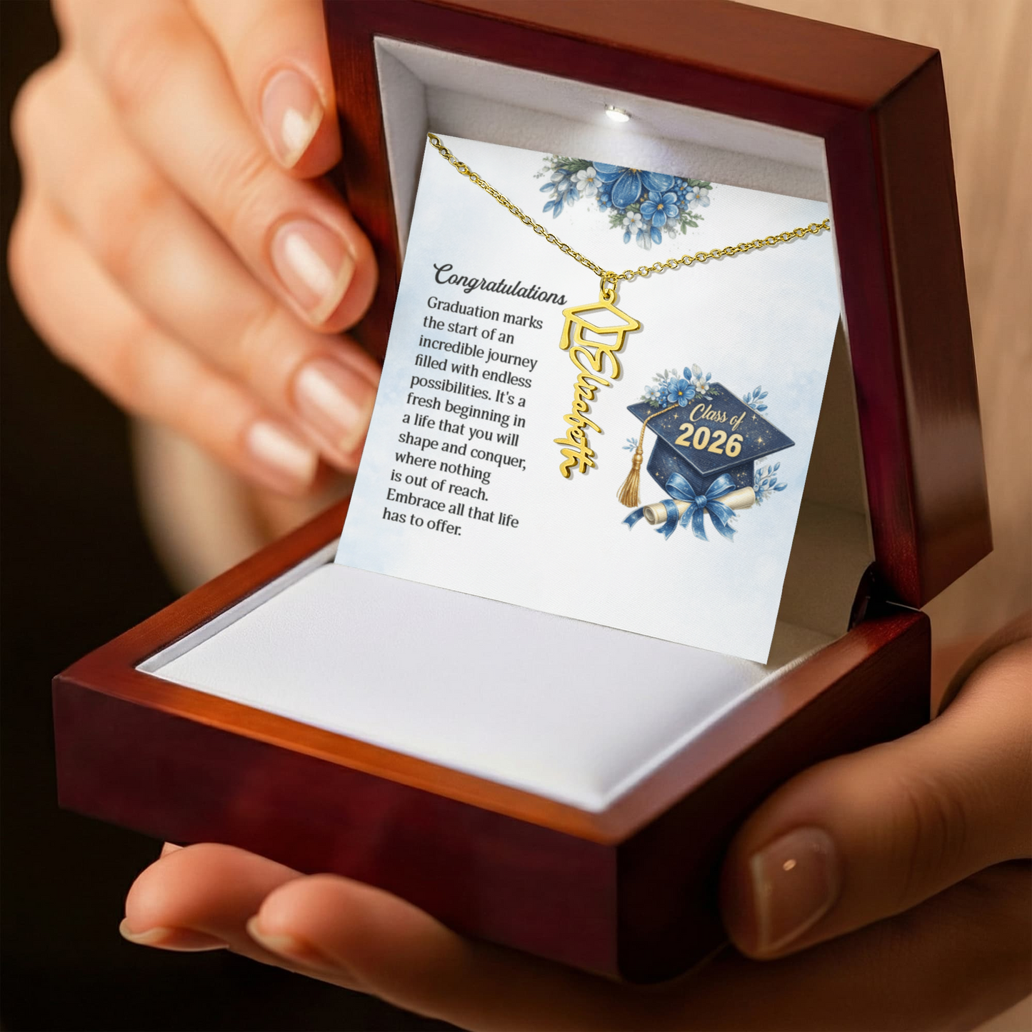 Custom  Graduation Cap Name Necklace